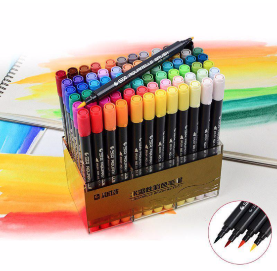 Набір двосторонніх акварельних маркери на водній основі STA 48 кольорів, аквамаркери, Відеоогляд! Кам'янець-Подільський