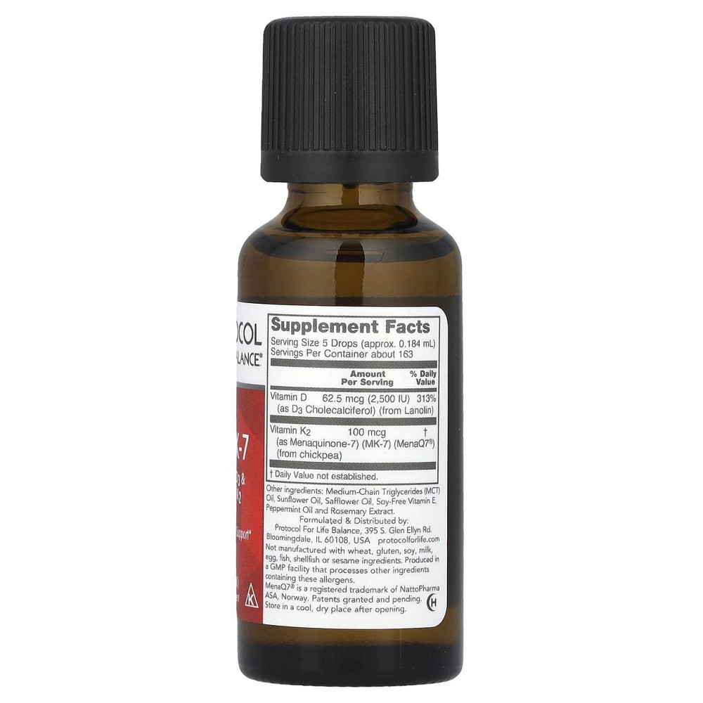 Витамины D3 и К-2 (MK-7) Protocol for Life Balance Liquid D3 & MK-7 30 мл мята Киев - изображение 2