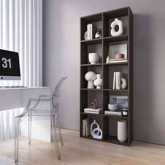 Стеллаж VAYS M-1 Венге Темный, книжная полка на 10 ячеек, ЛДСП, 72×29×178 см - для дома, офиса, детской или гостиной Львов