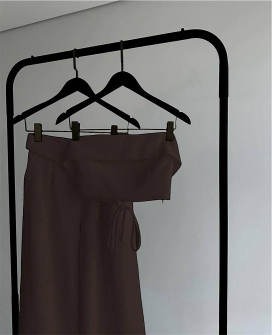 Жіночий стильний костюм для штанів: топ і штани костюмка Шоколад, 42/44 Одеса - фото 2