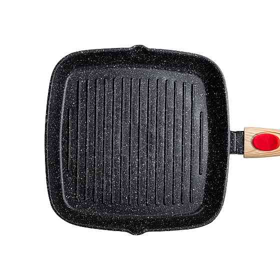 MGC Алюмінієва сковорода-гриль 24 см зі скляною кришкою та ручкою, квадратна, чорна MGC HP-4-46 Коломыя