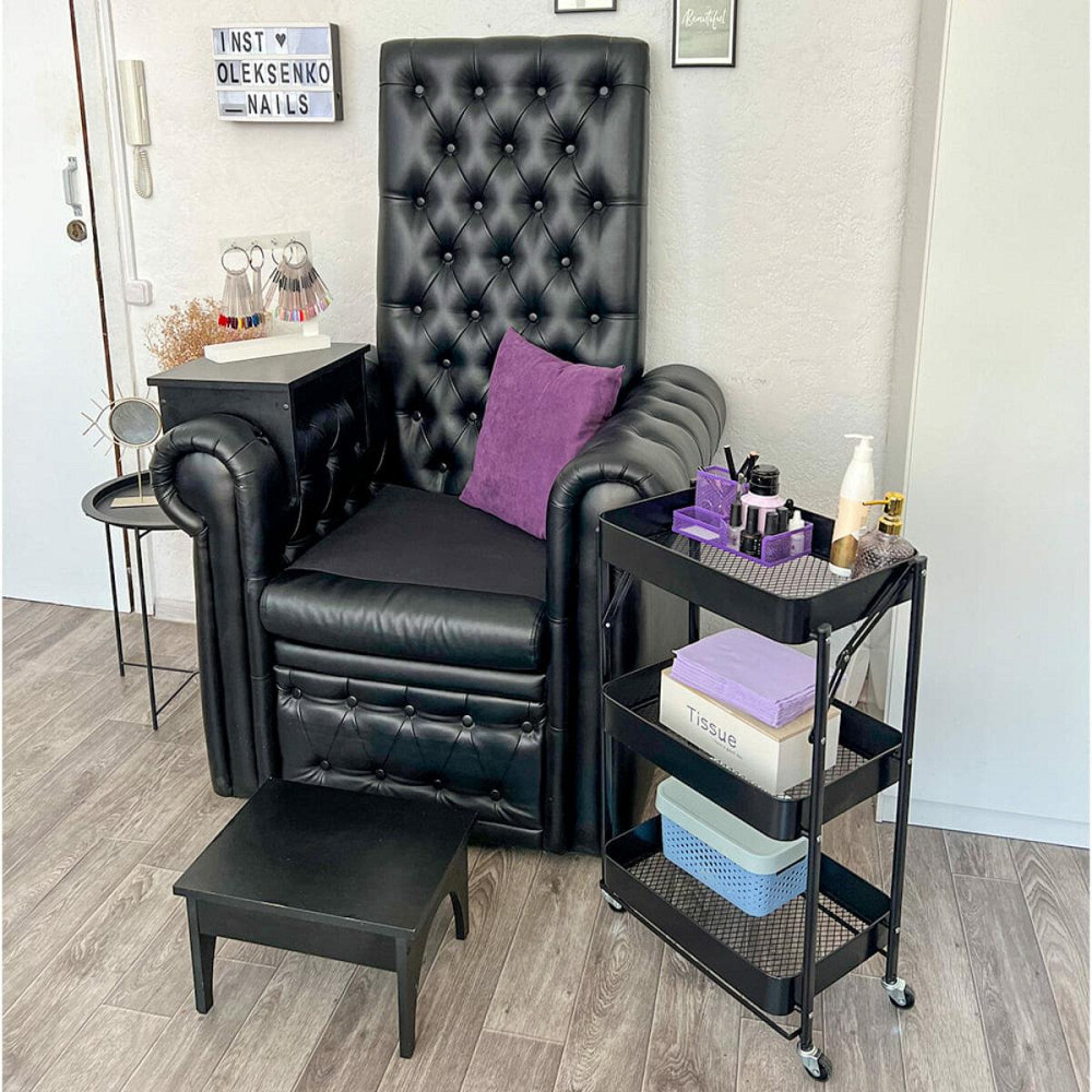 Этажерка мобильная трехъярусная универсальная из металла 46,5х29х77,5см Черная SW-00002099 Днепр - изображение 8