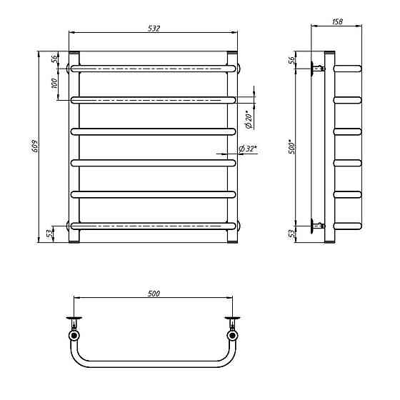 Водяна рушникосушарка NAVIN Симфонія 500х600 Київ
