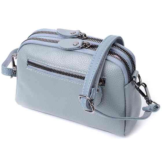 Елегантна жіноча сумка прошита ромбами на лицьовій стороні з натуральної шкіри Синій (Vintage) Київ