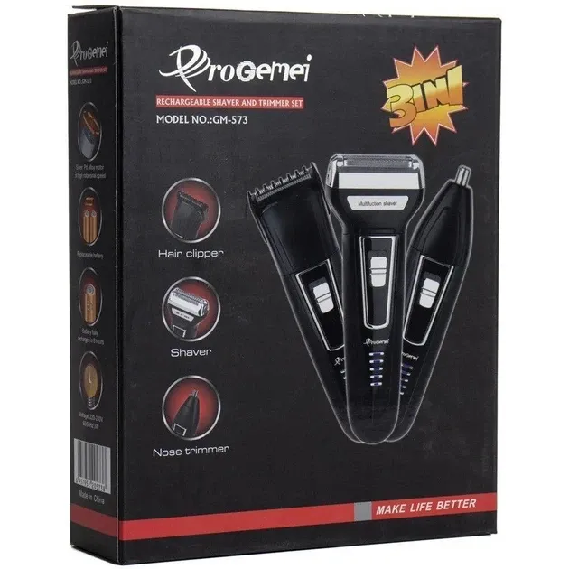Чоловічий триммер бритва Gemei GM-573 3в1 волосся носа вух брів бороди, 60 хвилин безперервної роботи Одеса - фото 7