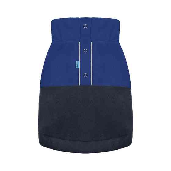 Кофта флісова для собак тепла Barksi Textile світловідбиваюча з високим горлом чорна з синім Одеса