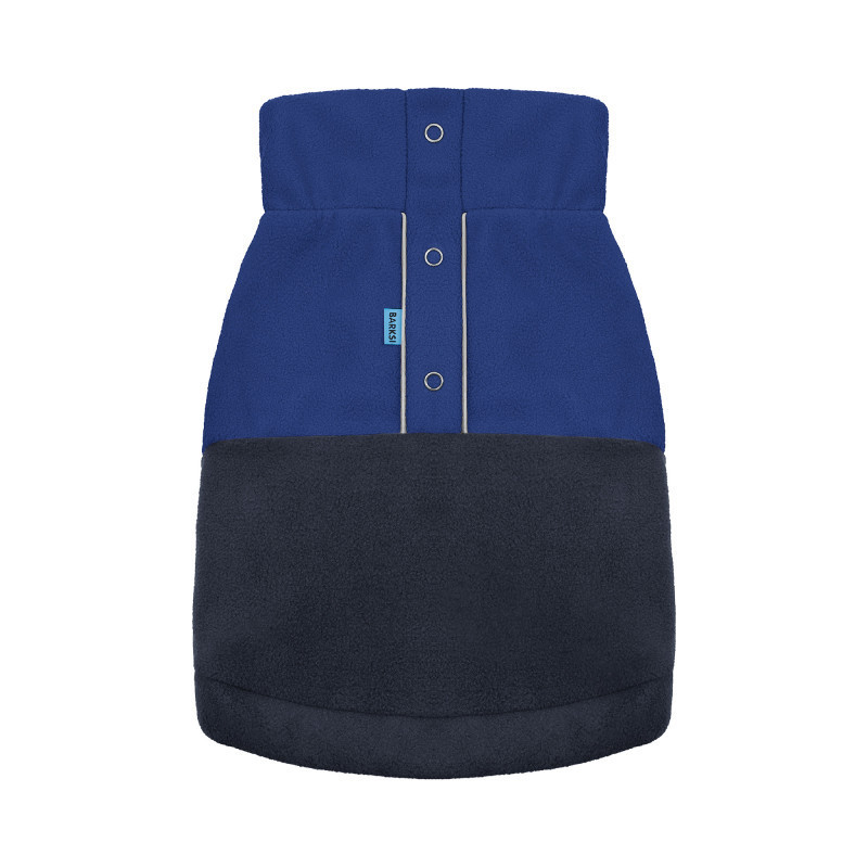 Кофта флісова для собак тепла Barksi Textile світловідбиваюча з високим горлом чорна з синім Одеса - фото 4