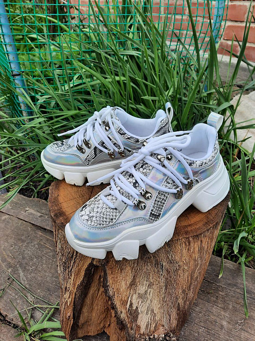 -Женские Кроссовки на Танкетке Серебристые Слипоны Мокасины на Платформе (размеры: 37,38,39) - 275-1 Днепр - изображение 8