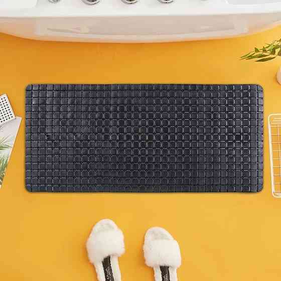 Коврик для ванной и душа с присосками Bathlux силиконовый, противоскользящий, люкс качество Черный Каменец-Подольский
