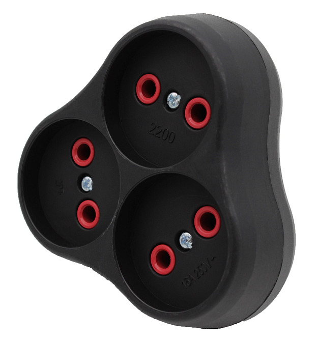 Тройник электрический Neomax чёрный 16A  Б/З Днепр - изображение 1