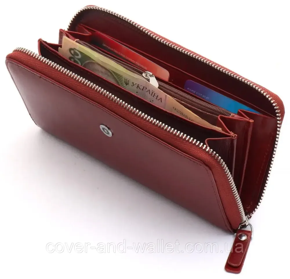 Презентабельный мужской портмоне клатч из гладкой кожи Boston Коричневый Киев - изображение 5