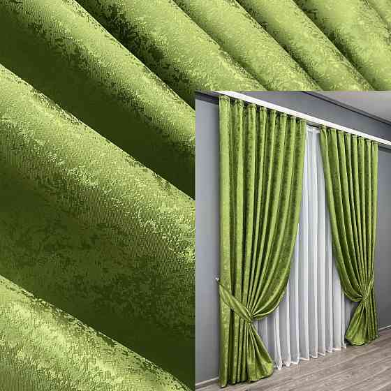 Комплект готовых штор VR-Textil Жаккард Мрамор Al1 № 1907ш Оливковый 150х290 см 2 шт (33-0958) Киев