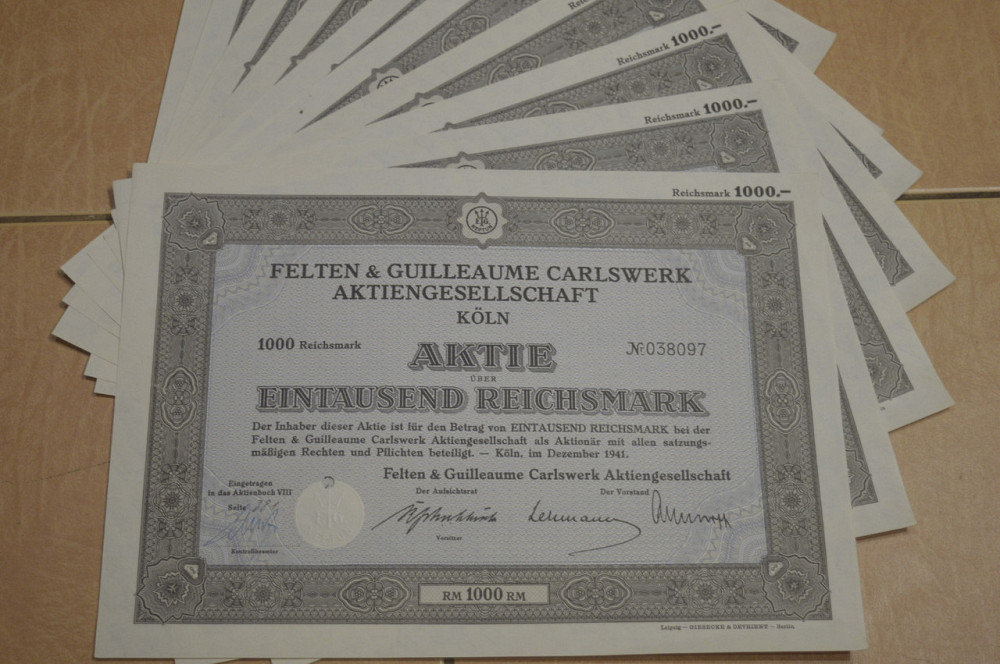 Акция. Германия. Felten & Guilleaume Carlswerk Koln --1000 reichmark 1941 год aUNC-UNC (5 - 23) Полтава - изображение 1