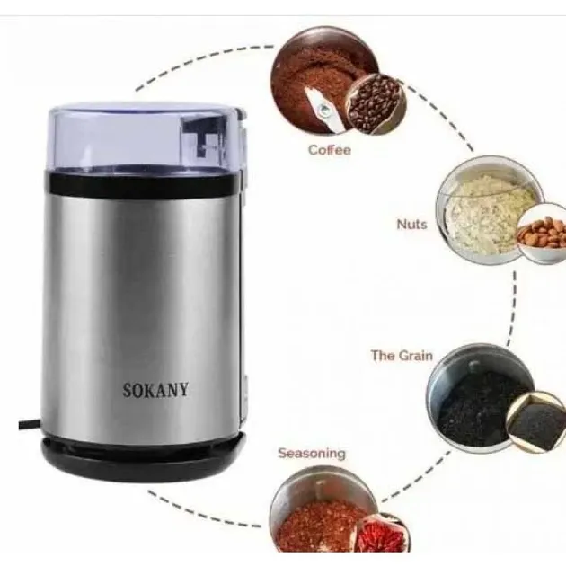 Електрична кавомолка Sokany SM-3001S 180Вт, сталь 304, подрібнення кави, горіхів та соєвих бобів Одеса - фото 2