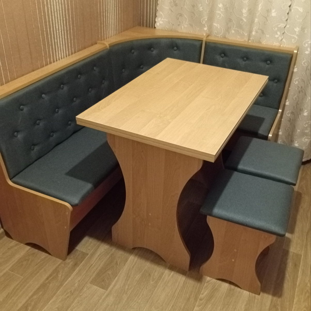 Комплект меблів для кухні - М'який куток Сімейний, стіл, 2 табуретки 114х154 см - Вільха Львів - фото 4