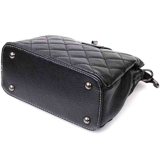 Чудова сумка для стильних жінок із натуральної шкіри Vintage 22415 Чорна Київ