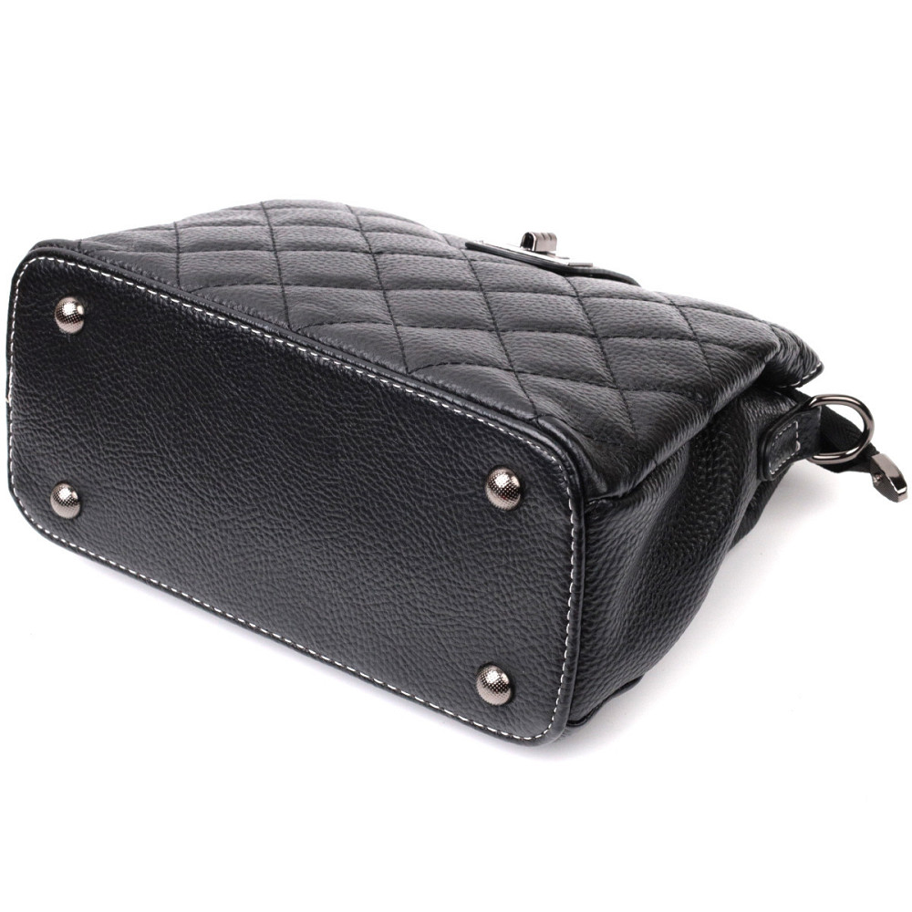 Чудова сумка для стильних жінок із натуральної шкіри Vintage 22415 Чорна Київ - фото 5