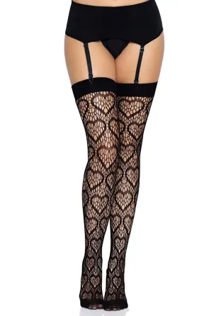 Ажурні панчохи із сердечками Leg Avenue Heart Black, one size Львов