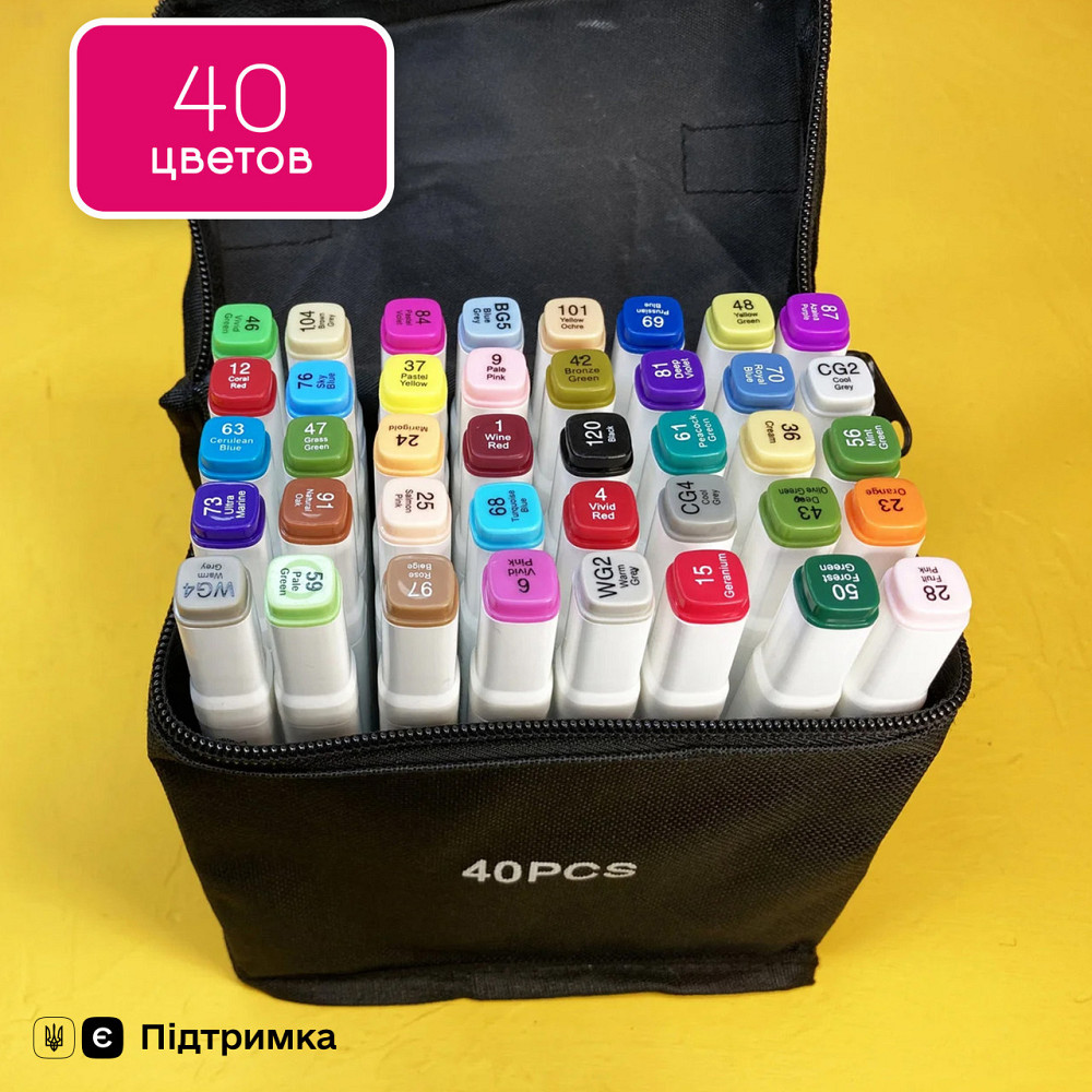 Профессиональные маркеры для художников, набор двусторонних спиртовых маркеров Touch 40 штук для скетчинга Каменец-Подольский - изображение 1