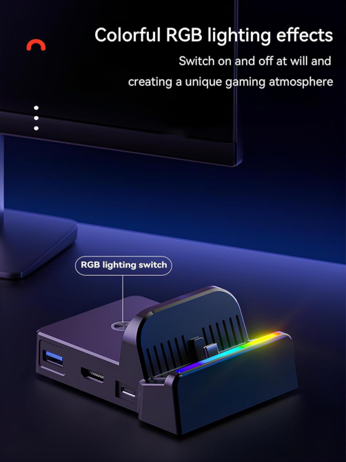 Док-станция для Switch TV для Nintendo Switch 2/1/OLED, портативная док-станция для Switch 2, дорожная база, HDMI 4K@60Hz Киев - изображение 10