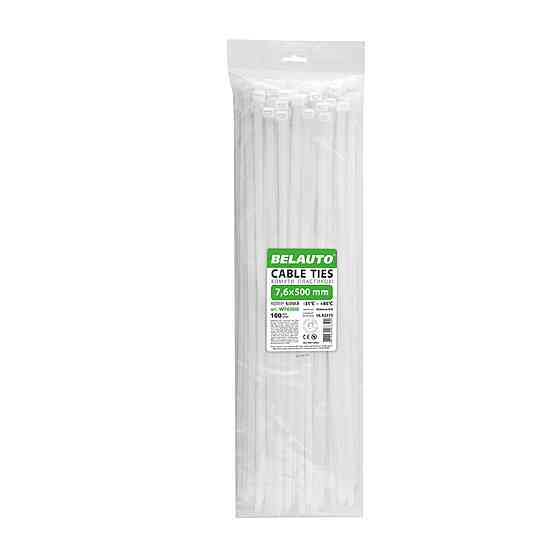 Хомути Белавто пластикові білі 7.6x500мм, 100шт Київ