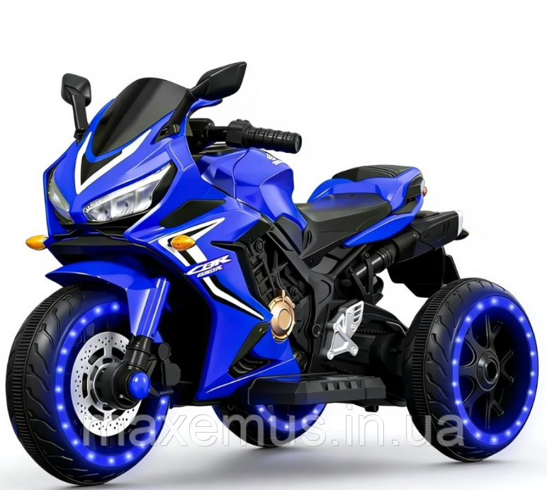 Детский электромотоцикл SPOKO SP518 Синий | 2 мотора подсветки колес музыка (от 3 до 6 лет) Мостиска - изображение 3