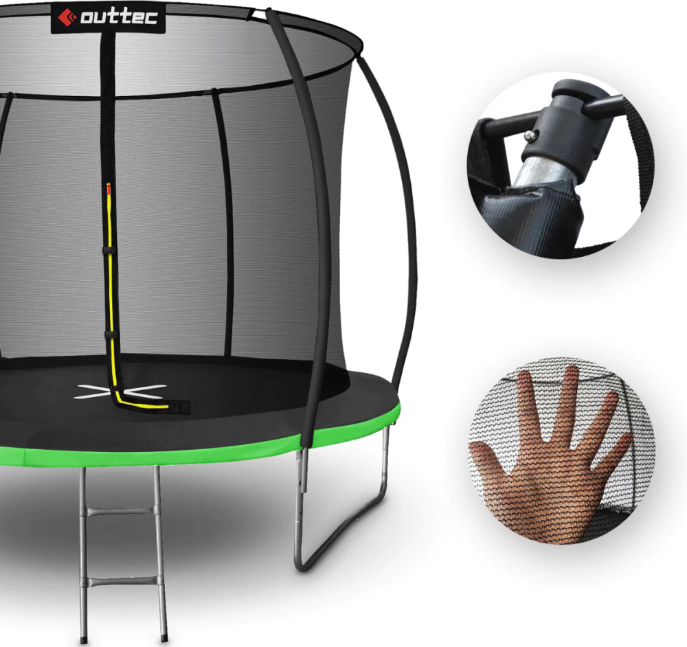 Батут OUTTEC Pumpkin з внутрішньою сіткою 8 футів 252 см чорно-зелений Київ - фото 3