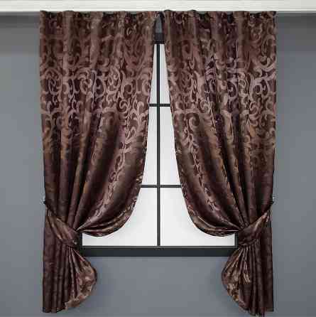 Комплект коротких штор VR-Textil Жаккард Вензель №092ш Коричневый 130х170 см 2 шт (35-0018) Киев