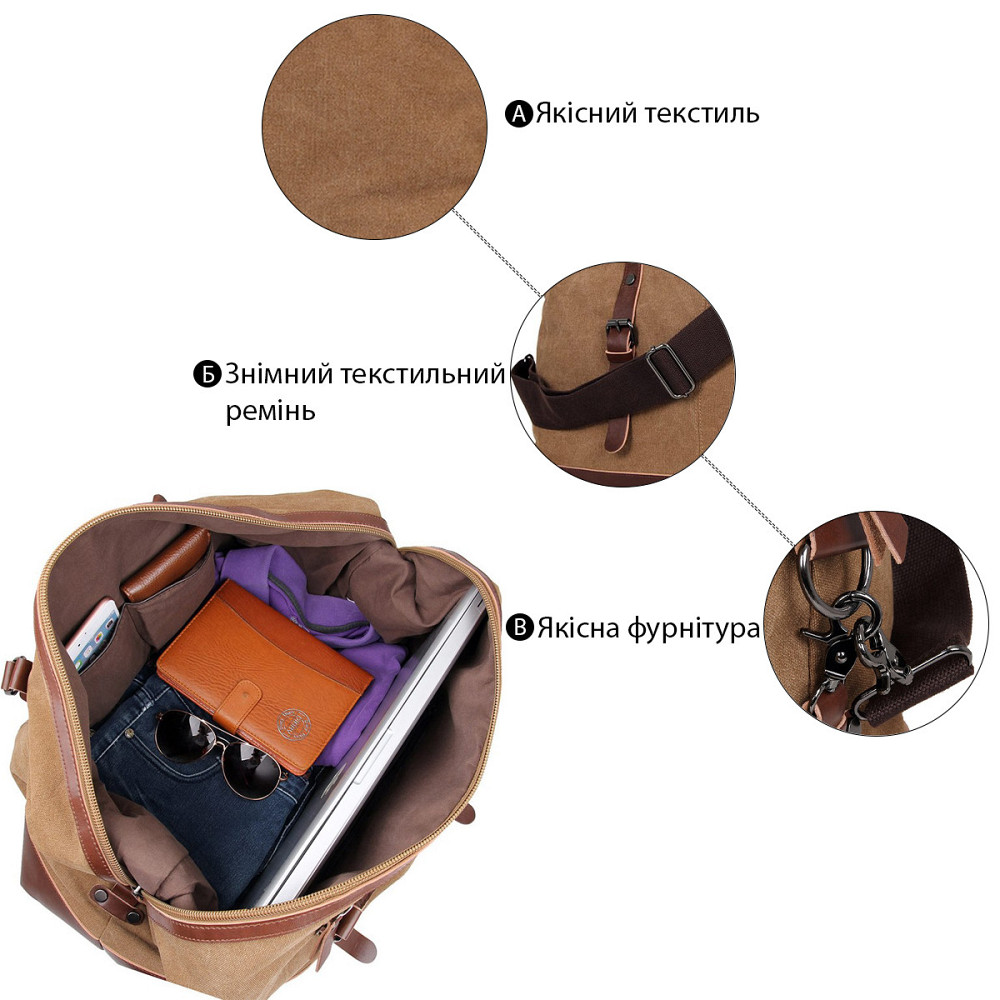 Сумка дорожня Коричнева (Vintage) Київ - фото 18