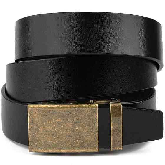 Ремень мужской с пряжкой латунь Черный (Vintage) Киев