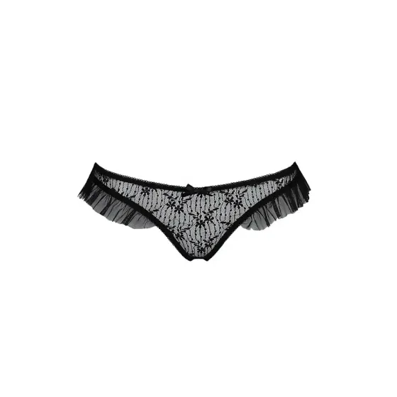 Трусики з оборками Passion Exclusive DONIA THONG XXL/XXXL, black Львів