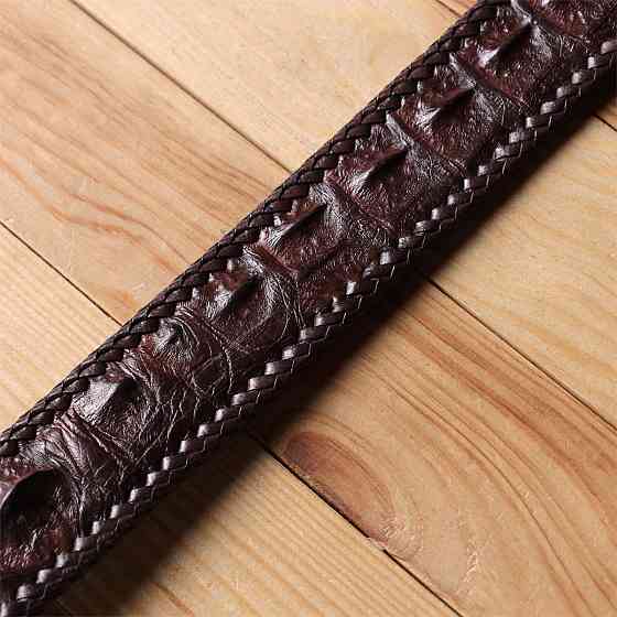 Ремень-автомат CROCODILE LEATHER 18171 из натуральной кожи крокодила Коричневый Киев