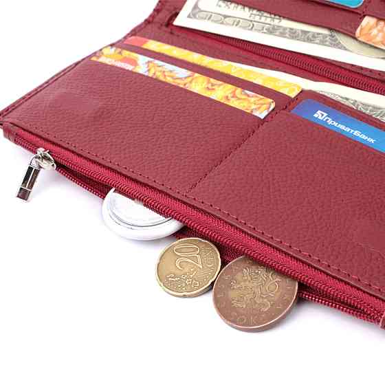 Лакований яскравий гаманець з фактурою під рептилію з натуральної шкіри ST Leather 22715 Червоний Київ