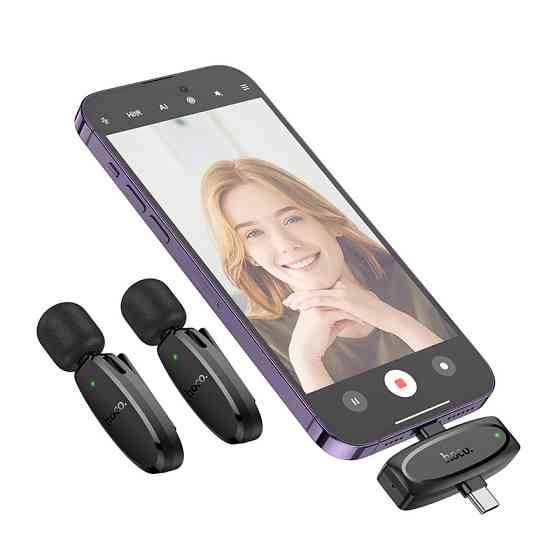 Бездротова мікрофонна система HOCO L15 dual-mic (iP/Type-C) Black Одеса