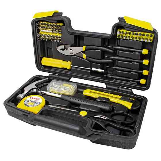 Набір інструментів 142пр(молоток,пасатижі,викрутки,ніж,рулетка,ножиці,біти,витратник) WMC TOOLS WT-10142 Одеса