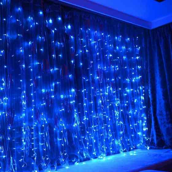 Гірлянда штора Водоспад 480 led 3.0х3.0м Синя Вінниця