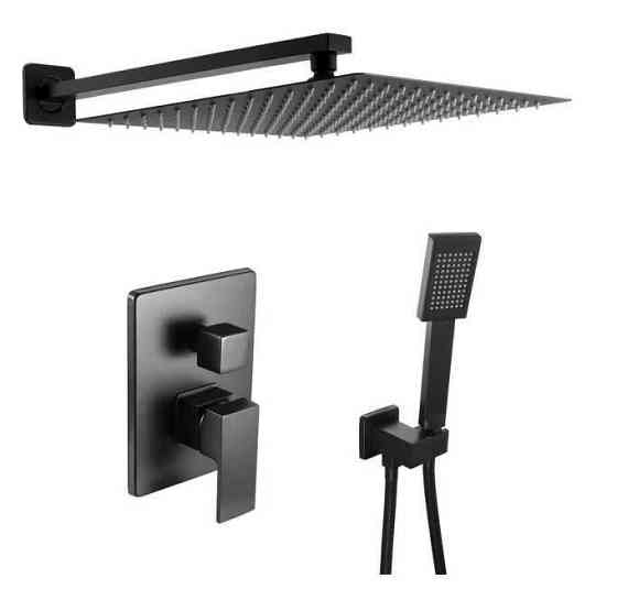 Душевой гарнитур Quyanre со скрытым монтажем Лейка 300х300 мм (Черный) Киев