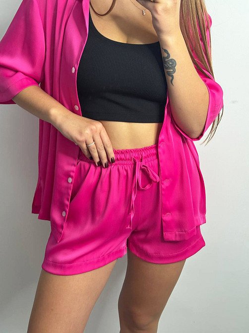 Жіночий костюм-двійка із сатину Фуксия XL-2XL Харків - фото 3