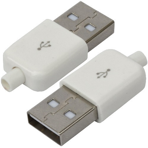 Штекер USB тип A , під шнур, бакеліт, білий Полтава - фото 1