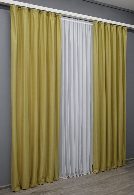 Комплект готових штор VR-Textil Нубук однотонний № 1520ш Світло-золотистий 150х290 см 2 шт (33-0401) Київ - фото 4