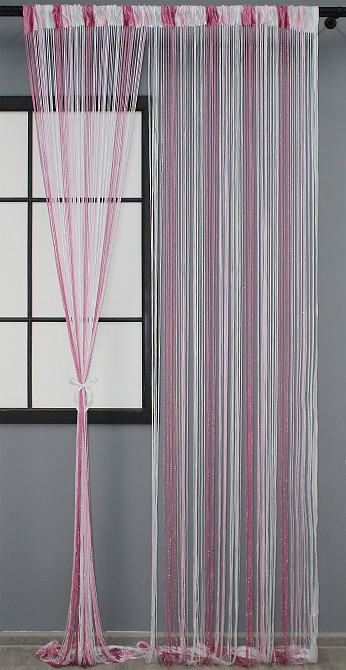 Шторы-нити с люрексом Малиновый с белым 300х300см 1 шт (61-037) Киев - изображение 2