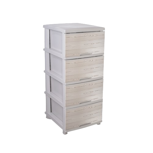 Комод на 4 шухляди 46*39*96см пластик з малюнком Дерево темне крем Алеана Житомир - изображение 1