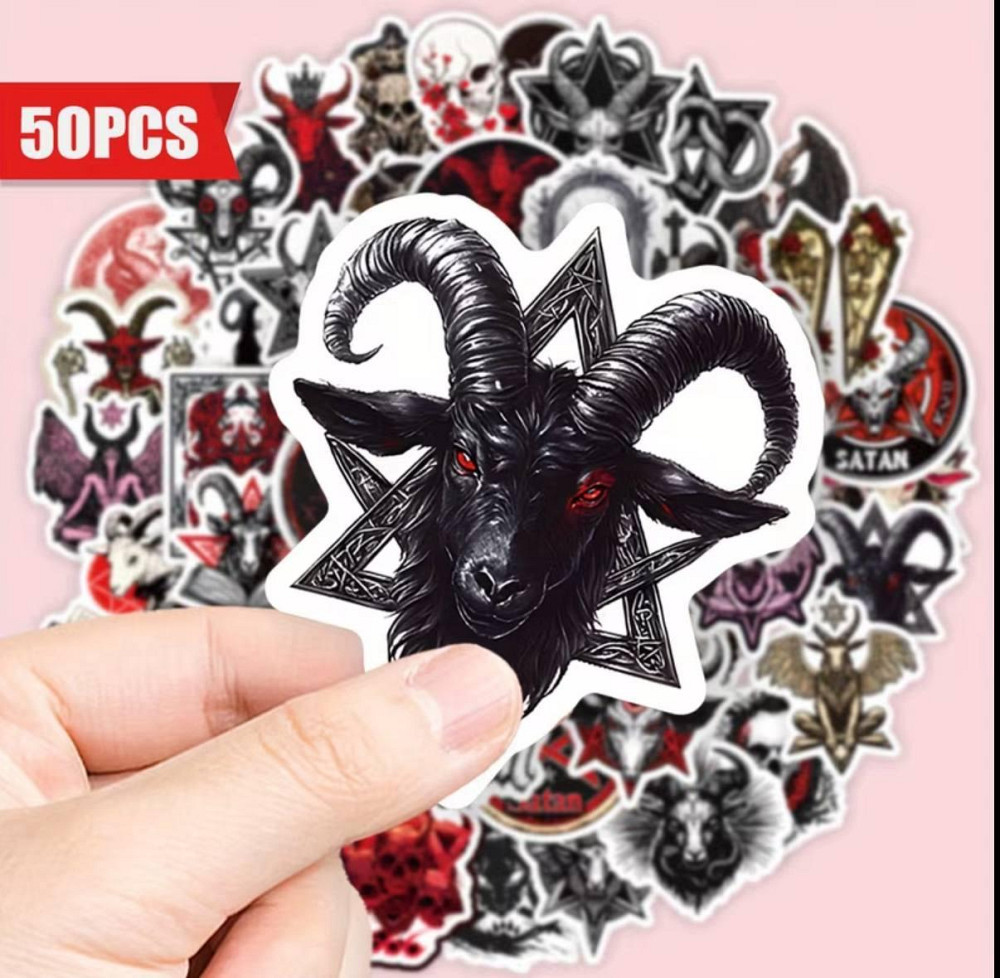 Набір водостійких стікерів готика з пентаграмами та символами, 50 шт Київ - фото 1