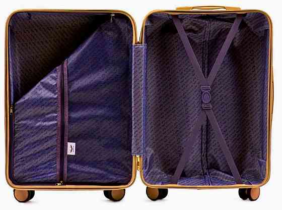 Чемодан пластиковый Wings WN01 средний 65 см золотистый Киев