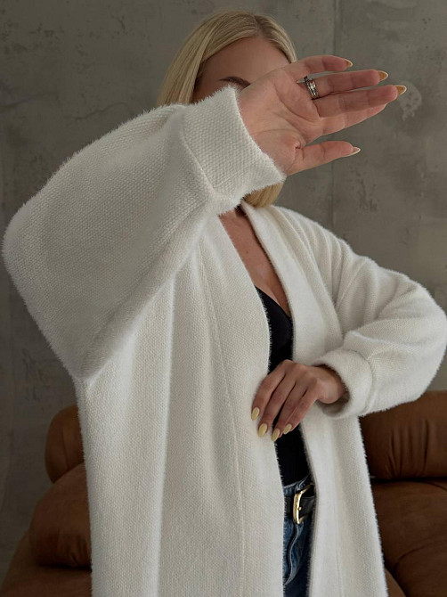 Жіночий затишний оверсайз кардиган з поясом альпака Одеса - фото 2