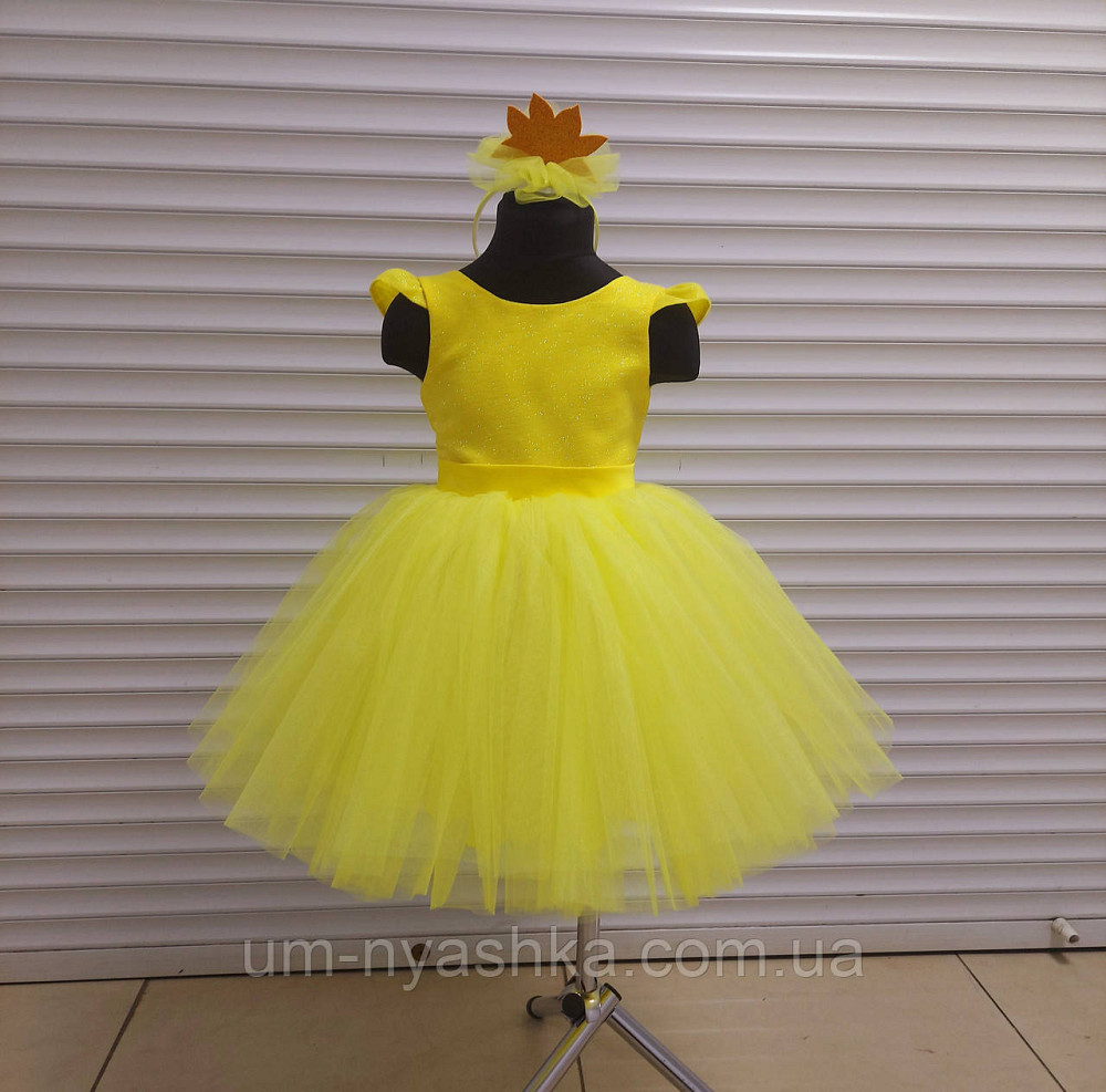 Желтое нарядное пышное платье с блестками Костюм Солнышко Цыпленок Одуванчик Кульбабка Кривой Рог - изображение 5