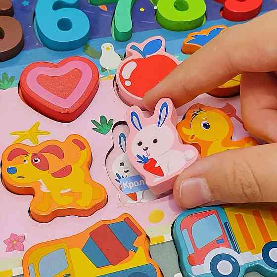 Дерев'яна іграшка Tree Toys Багатофункціональна дошка магнітна рибалка цифри тварини та інше Розумники (MD 0816) Чернігів