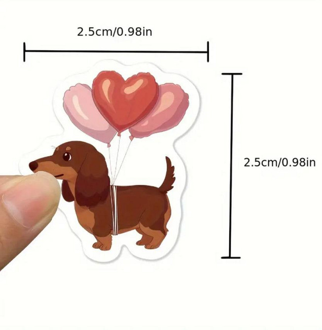 Набір із 500 наклейок із таксами — кольорові стікери 2.5×2.5 см | Стікер-етикетки для пакування Київ - фото 2