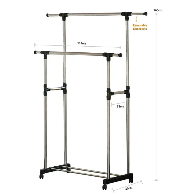Напольная телескопическая двойная вешалка для одежды Double-Pole BIG, регулировка 720-1300х450х1600 мм Одесса - изображение 7