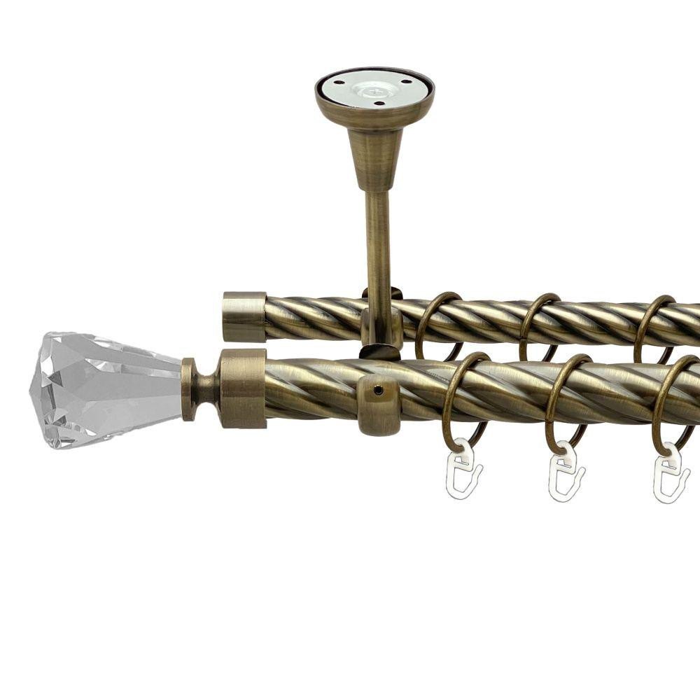 Карниз Orvit Лучетта металевий дворядний відкритий до стелі скручена труба кільце металеве Антик 25\19 мм 160 см (00-00019102) Львів - фото 1